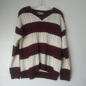 Love Change Italty women's size M burgundy and white striped sweater